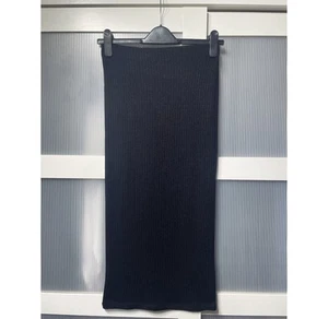 Zara Black High Waist Ribbed Jersey Knit Midi Pencil Skirt Size M - Picture 1 of 7