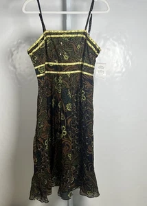 Mlle Gabrielle Vintage Beaded Dress Size Medium Y2K Earthy Brown Green NEW - Picture 1 of 10