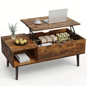 Lift Top Coffee Table with Hidden Storage Compartment Shelf - Picture 1 of 10
