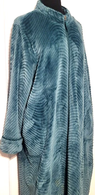 Stan Herman Mujer Plus 1X Verde Esmeralda ~ Suave ~ Cremallera Completa ~ Bata Larga ~ Bolsillos Laterales Foto 1 de 4