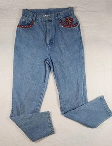 Pantalones de mezclilla para mujer Lew Magram Western con cuentas talla 10 azul vintage azteca - Imagen 1 de 7