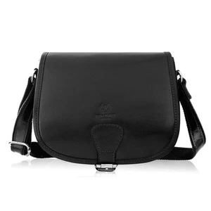 Schwarze Paolo Peruzzi T-39-KBL Posttasche aus Vollnarbenleder für Damen - Bild 1 von 12