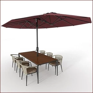 13FT Rectangle Patio Umbrella Double-Sided Market Table Umbrella w/ Crank Handle - Picture 1 of 14