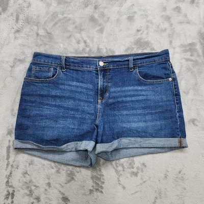 Pantalones Cortos Old Navy Para Mujer 14 Azul The Drew Cortos Novio Tiro Alto Puños Elastizados Foto 1 de 4