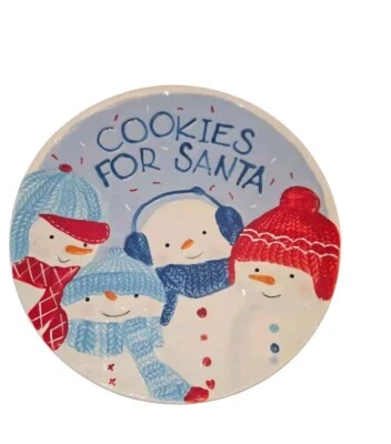 St. Nicholas Square Ceramic Christmas Snowman Cookies For Santa Plate 10" - Image 1 of 2