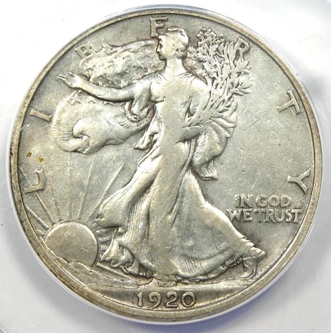1920-D Walking Liberty Half Dollar 50C - ANACS VF20 Details - Rare Date Coin! Cover