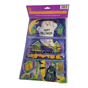 NOS Vintage Halloween Leckerlibeutel Ephemera Papier Geschenktüte 3er Set Geisterhaus - Bild 1 von 8