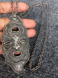 Rare vtg Unoaerre modernist 800 Silver face Pendant necklace - Picture 1 of 4