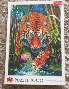 Trefl 1000 Piece Adult Large Grasping Tiger Hunting Photo Floor Jigsaw Puzzle - Picture 1 of 3