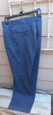 Vtg 80s Mens Pants W/ flares Poly Blue Denim Color 40x 30 Made USA - Image 1 of 4