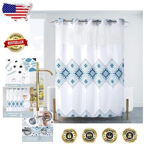 Stunning Semi-Sheer 71x79 Shower Curtain with Reinforced Hook-Free Design - Picture 1 of 9