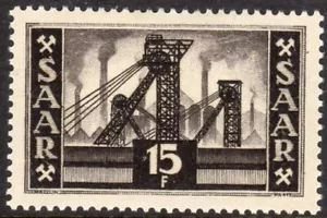 Saar Scott #240 VF Unused 1952 15 F Brown Mine Shafts Without Inscription - Picture 1 of 1