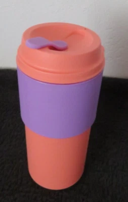TUPPERWARE Eco+ Kaffeebecher To Go - 490 ml - lila / orange - NEU - Bild 1 von 2