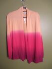 NWT Isaac Mizrahi Live M Coral Pink Onbre Open Front Cardigan Sweater