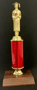 Graduate (Male) Figure on Red Column Trophy - Picture 1 of 3