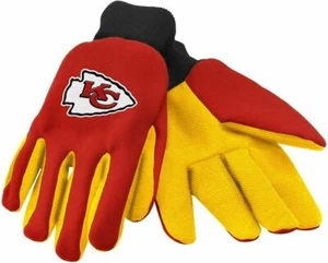 KANSAS CITY CHIEFS ADULT 1-SIZE RED & GOLD UTILITY/WORK GLOVES  - Picture 1 of 1