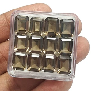 Lote de 10 piezas piedras preciosas sueltas calibradas de cuarzo ahumado natural AAA corte esmeralda AAA 10x8MM - Imagen 1 de 11