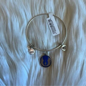 Alex and Ani Rafaelian Silver Jedi Symbol Resin Charm Bangle Bracelet - Picture 1 of 2
