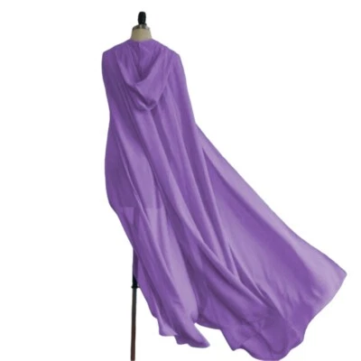 Women Chiffon Cloak Cape Cosplay Jacket Fancy Dress Long Hooded Robe Retro - Image 1 of 4
