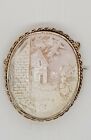 Victorian 15Ct Gold Cameo Scene Brooch With Safety Chain