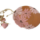 Artisan Pottery Plate Mobile Windchime 9" Pink Terracotta Floral Patio Signed
