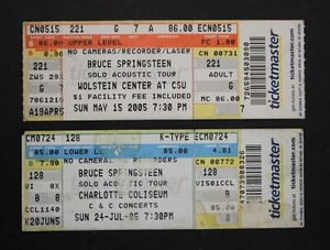 BRUCE SPRINGSTEEN Ticket Stubs - Solo Acoustic Tour - 5/15/05 Ohio & 7/24/05 NC - Picture 1 of 1