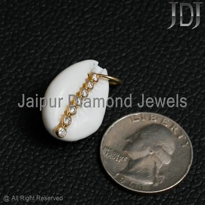 Dije de diamantes naturales concha de vaquero de oro amarillo sólido de 18 k joyería colgante unisex Foto 1 de 4
