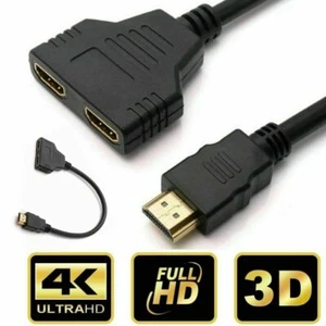 4K HDMI Cable Splitter Adapter 2.0 Converter 1 In 2 Out 1 Male to 2 Female - Picture 1 of 12