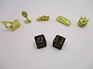 2015 Monopoly Empire 5 Gold Token Movers 2 Black Dice Replacement Parts / Pieces - Picture 1 of 9