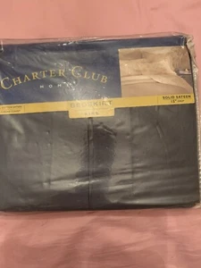 Charter Club Damask Solid California King Bed Skirt 15"Skirt Drop Sat. Indigo - Picture 1 of 4