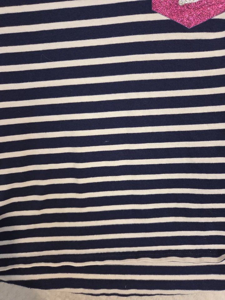 GYMBOREE GIRL'S STRIPPED BLUE T SHIRT TOP SIZE LARGE 10 12 - Image 1 of 4