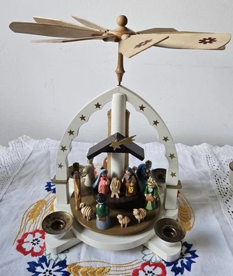 Expertic Weihnachtspyramide Christi Geburt 27 cm erzgebirgische Volkskunsr - Bild 1 von 4