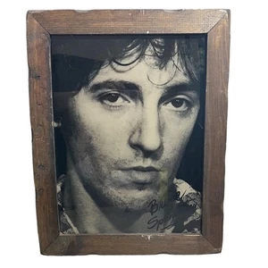 Vintage Bruce Springsteen Picture Fake Signature Framed Wood The River - Picture 1 of 5