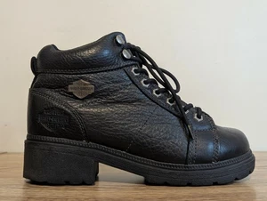Harley Davidson Damen Schwarz Leder Schnürstiefeletten Größe 7,5 - Bild 1 von 13