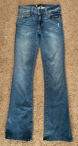 KUT Natalie Bootcut Distressed Jeans Size 2 Mid Rise Stretch Denim Blue W27xL31 - Picture 1 of 15