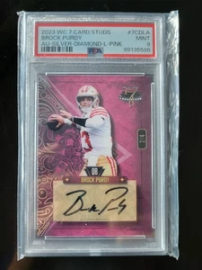 2023 Wild Card 7 Card Studs Brock Purdy Auto Silver Diamond Left Pink /4 PSA 9 - Picture 1 of 2