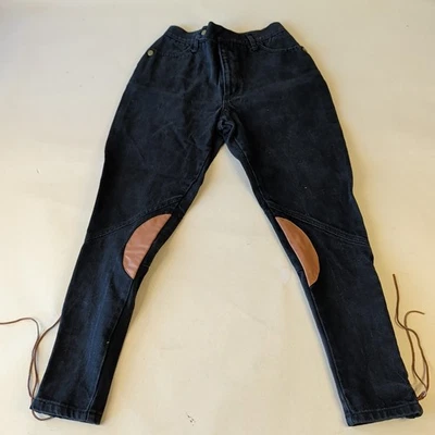 Pantalones de mezclilla negros con cordones Fredericks of Hollywood de colección de los años 90 para mujer talla 7-8 Foto 1 de 4