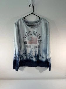Sudadera Pullover True Religion Buddha World Tour 2002 Ombre Tie Dye Grande - Imagen 1 de 3