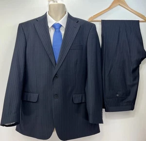 Marks & Spencer Suit Mens Blazer 42R Trousers W36 L31 Blue Pinstripe Collezione - Picture 1 of 24