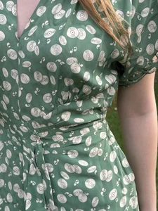 Vintage 40s R & K S Swing Dress Record Music Notes LPs Rayon Crepe - Picture 1 of 19
