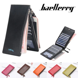 Portafoglio bifold pelle cerniera pochette porta carte di credito borsetta uomo donna - Foto 1 di 21