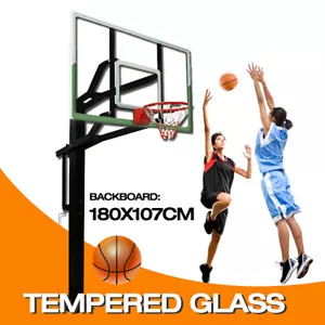 72 inch Professional In-ground Basketball System Tempered Glass Backboard - Picture 1 of 8