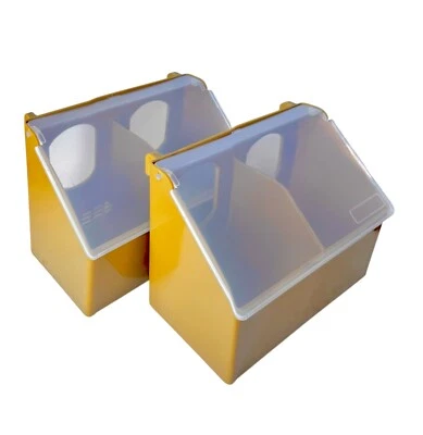 Pigeon Bird Brown Two Hole Feeder x2 Hanging Cage Birds Supplies Food Storage - Image 1 of 4