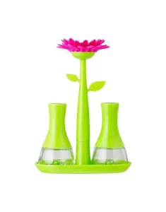 Vigar 7019 Salz & Pfeffer Set rosa grüne Blume europäisches Mittelstück 7"" - Bild 1 von 5