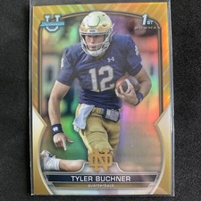 2022 Bowman Chrome University Tyler Buchner 1st Gold Refractor /50 Notre Dame