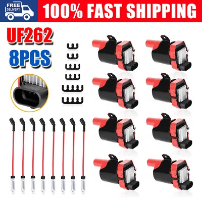 8 bobinas de encendido redondas y cables de bujía para GMC Chevy Silverado 1500 6,0 L 5,3 L Foto 1 de 4