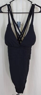 La Blanca Island Goddess Multistrap Cross Back One Piece Swimsuit Black Size 16 - Image 1 of 3