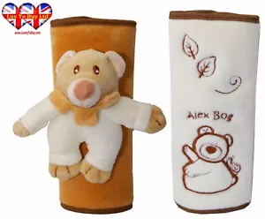 A Pair of Baby Plush Strap Cover,Car Seats&Strollers Strap Covers,Bear Beige Set - Picture 1 of 9