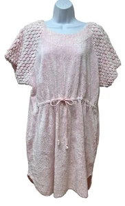 Vtg Stan Herman Short Robe Swim Beach Coverup Pink Retro Chenille 1X Made USA - Picture 1 of 10