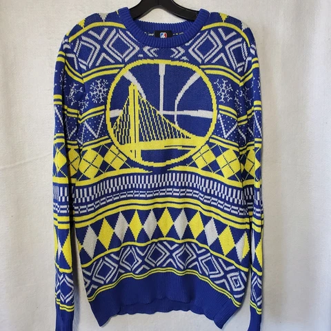Golden State Warriors Sweater Adult Size Medium NBA Blue Yellow Cover